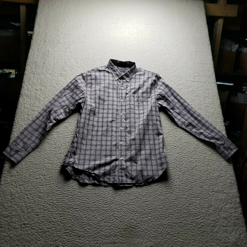 Bonobos Shirt Mens XL Gray Check Long Sleeve Slim Fit Cotton Button-Up Casual